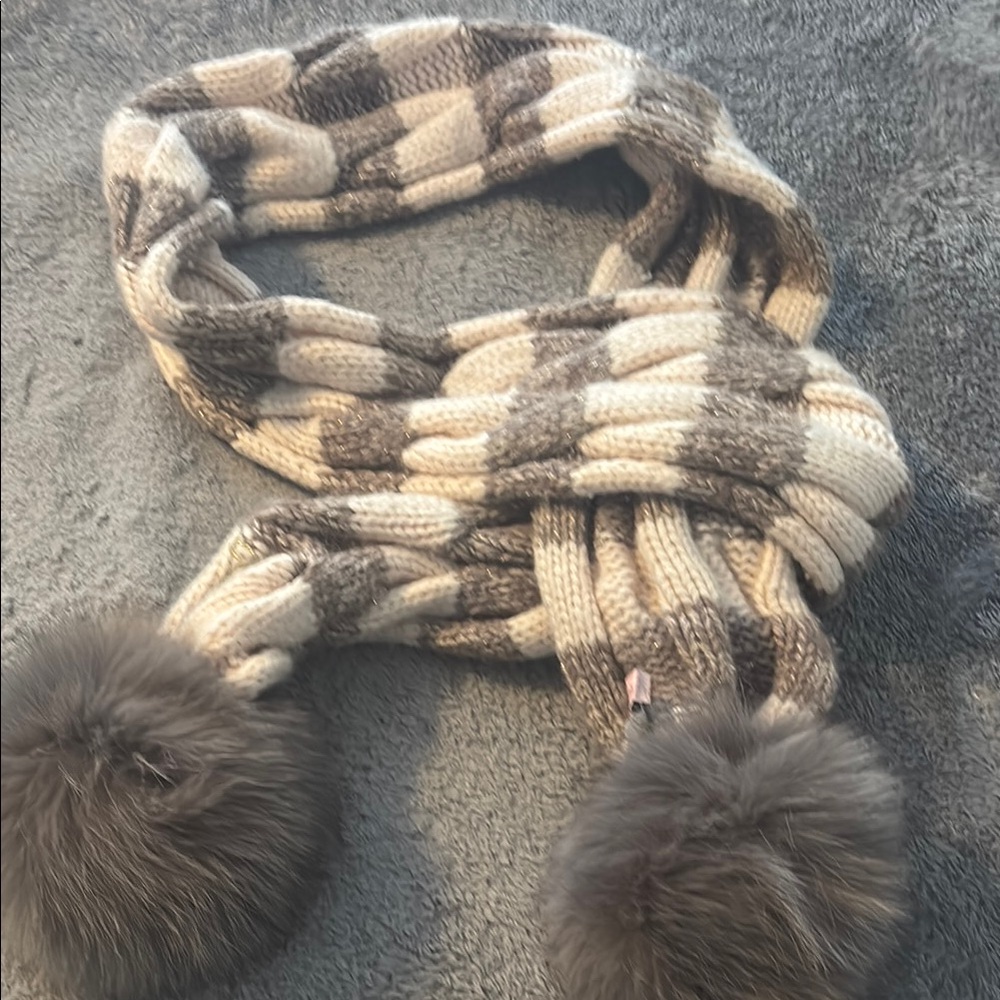 Juicy Couture Knit Scarf with Pom Poms